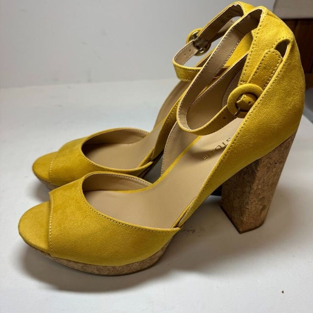 Sun Stone Womens 9 M Yellow Platform Block Heel Sandals NIB XZ4 - Picture 6 of 6